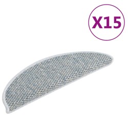 vidaXL Alfombrilla autoadhesiva escalera sisal 15 uds azul 65x21x4 cm