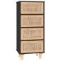 vidaXL Aparador negro madera pino maciza y ratán natural 40x30x90 cm vidaXL Aparador negro madera pino maciza y ratán natural 40x30x90 cm