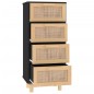 vidaXL Aparador negro madera pino maciza y ratán natural 40x30x90 cm vidaXL Aparador negro madera pino maciza y ratán natural 40x30x90 cm