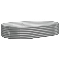 vidaXL Jardinera arriate acero recubrimiento polvo gris 214x140x36 cm