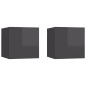 vidaXL Muebles de salón de pared 2 uds gris brillo 30,5x30x30 cm