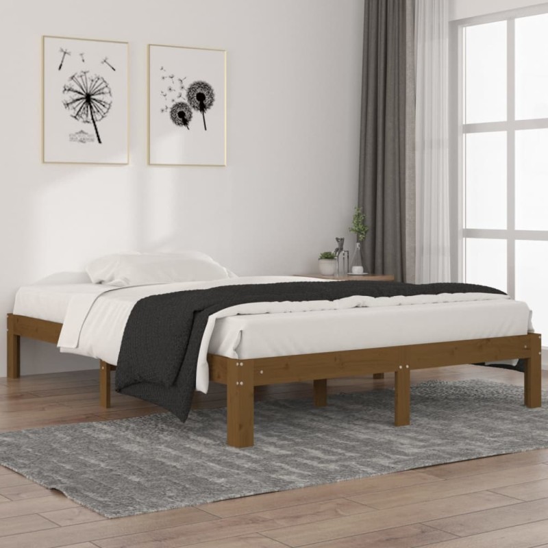 vidaXL Estructura de cama madera maciza pino marrón miel 140x200 cm