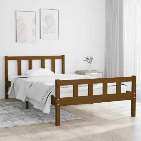 vidaXL Estructura de cama madera maciza marrón miel 100x200 cm