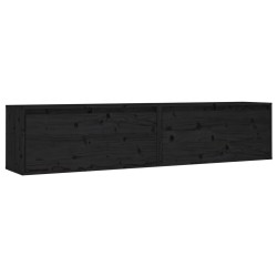 vidaXL Armarios de pared 2 uds madera maciza de pino negro 80x30x35 cm