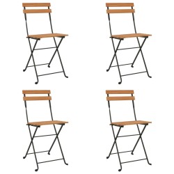 vidaXL Sillas cafetería plegables 4 uds acero y madera maciza de teca