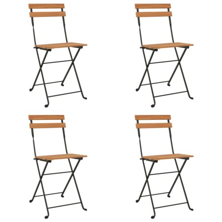 vidaXL Sillas cafetería plegables 4 uds acero y madera maciza de teca