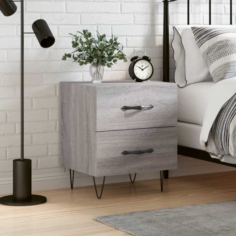 vidaXL Mesita de noche madera de ingeniería gris Sonoma 40x35x47,5 cm vidaXL Mesita de noche madera de ingeniería gris Sonoma 40x35x47,5 cm