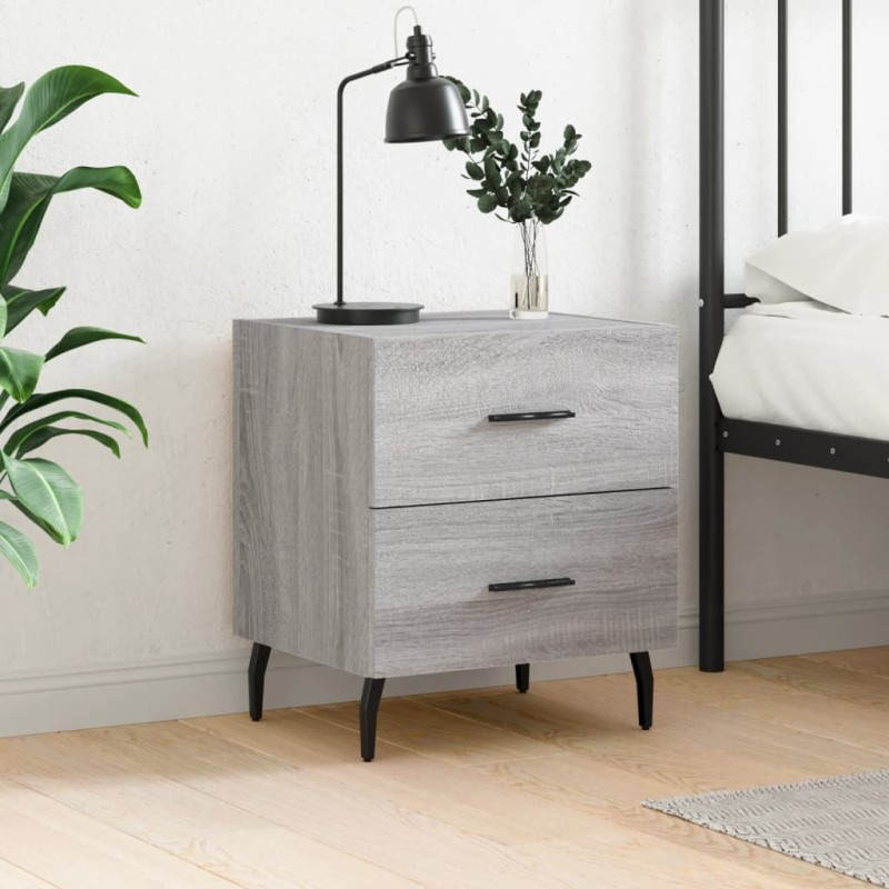 vidaXL Mesita de noche madera de ingeniería gris Sonoma 40x35x47,5 cm vidaXL Mesita de noche madera de ingeniería gris Sonoma 40x35x47,5 cm