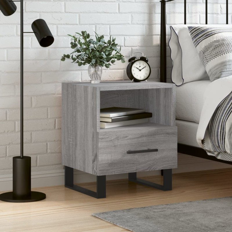 vidaXL Mesita de noche madera de ingeniería gris Sonoma 40x35x47,5 cm vidaXL Mesita de noche madera de ingeniería gris Sonoma 40x35x47,5 cm