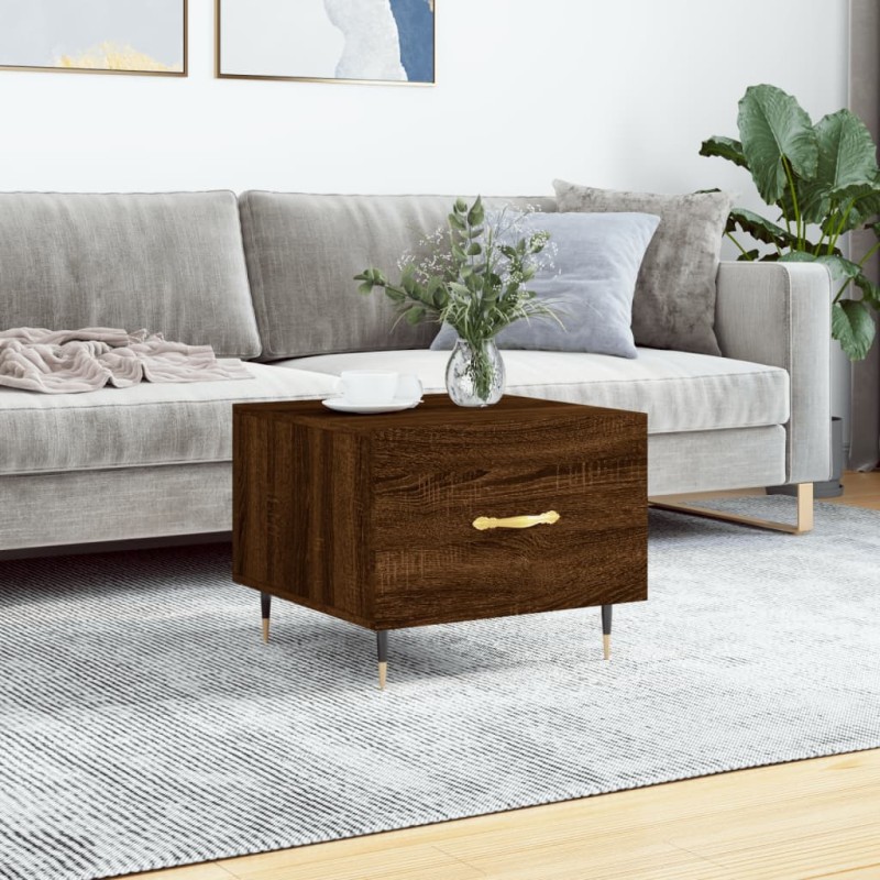 vidaXL Mesa de centro madera contrachapada roble marrón 50x50x40 cm vidaXL Mesa de centro madera contrachapada roble marrón 50x50x40 cm
