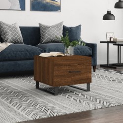 vidaXL Mesa de centro madera contrachapada roble marrón 50x50x40 cm
