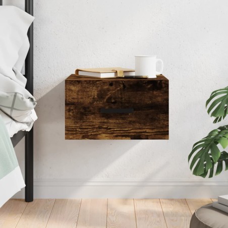 vidaXL Mesita de noche de pared color roble ahumado 35x35x20 cm
