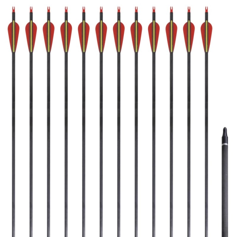 Flechas de carbono para arco recurvo estándar, 30" 0,76 cm, 12 pzas Flechas de carbono para arco recurvo estándar, 30" 0,76 cm, 12 pzas