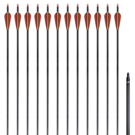 Flechas de carbono para arco recurvo estándar, 30" 0,76 cm, 12 pzas