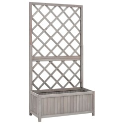 vidaXL Jardinera enrejada de jardín madera de abeto gris 70x30x135 cm