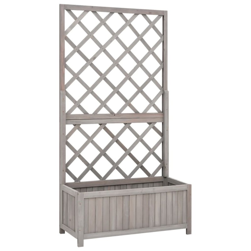vidaXL Jardinera enrejada de jardín madera de abeto gris 70x30x135 cm vidaXL Jardinera enrejada de jardín madera de abeto gris 70x30x135 cm