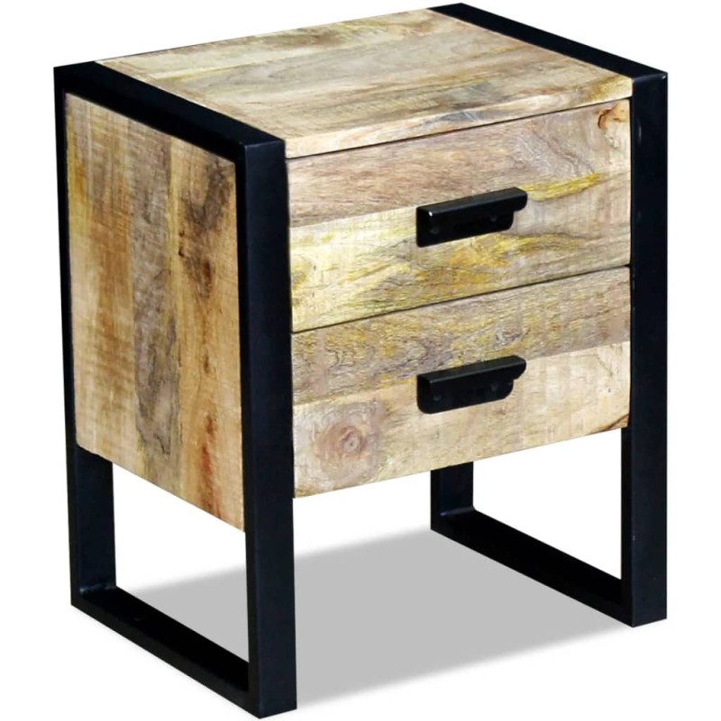 vidaXL Mesa auxiliar con 2 cajones madera maciza de mango 43x33x51 cm vidaXL Mesa auxiliar con 2 cajones madera maciza de mango 43x33x51 cm