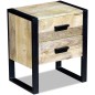 vidaXL Mesa auxiliar con 2 cajones madera maciza de mango 43x33x51 cm vidaXL Mesa auxiliar con 2 cajones madera maciza de mango 43x33x51 cm