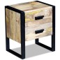 vidaXL Mesa auxiliar con 2 cajones madera maciza de mango 43x33x51 cm vidaXL Mesa auxiliar con 2 cajones madera maciza de mango 43x33x51 cm