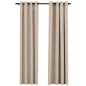vidaXL Cortinas opacas con ojales look de lino 2 pzas beige 140x245 cm vidaXL Cortinas opacas con ojales look de lino 2 pzas beige 140x245 cm