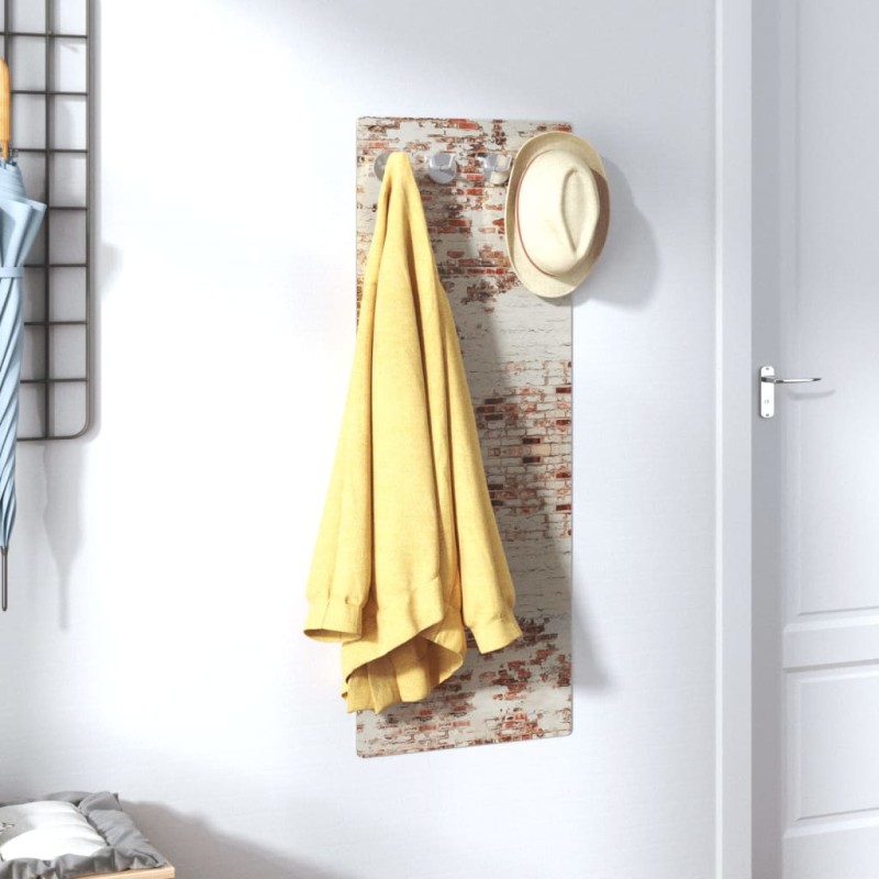 vidaXL Perchero de pared vidrio templado muro de ladrillos 80x30 cm vidaXL Perchero de pared vidrio templado muro de ladrillos 80x30 cm