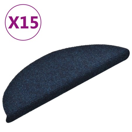 vidaXL Alfombrilla autoadhesiva escalera 15 uds 56x17x3 cm azul marino