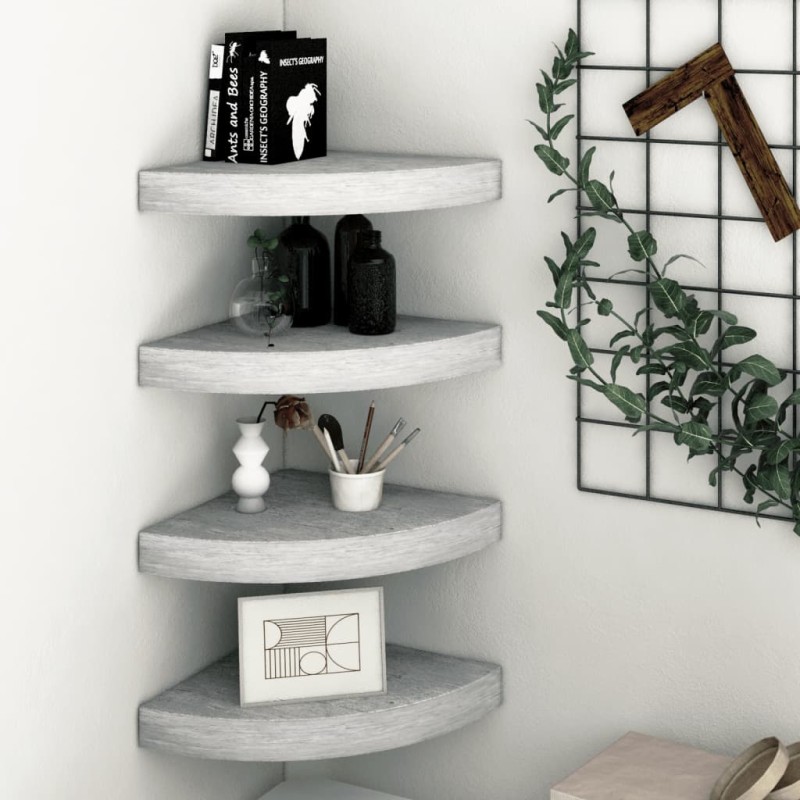 vidaXL Estantes de esquina pared 4 uds MDF gris hormigón 25x25x3,8 cm vidaXL Estantes de esquina pared 4 uds MDF gris hormigón 25x25x3,8 cm