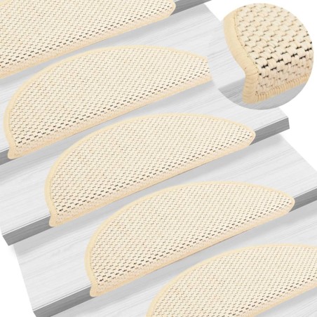 vidaXL Alfombrilla autoadhesiva escalera sisal 15 uds crema 56x17x3 cm
