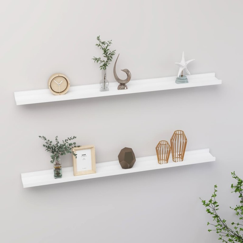vidaXL Estantes de pared 2 unidades blanco 100x9x3 cm