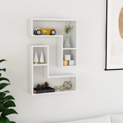 vidaXL Estantes de pared 2 uds contrachapado blanco brillo 50x15x50 cm