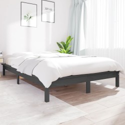 vidaXL Estructura de cama de madera maciza de pino gris 140x190 cm