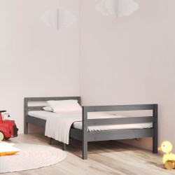 vidaXL Estructura de cama madera maciza de pino gris 90x190 cm