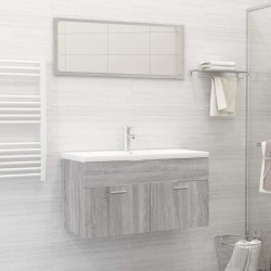 vidaXL Set de muebles de baño 2 pzas madera contrachapada gris sonoma
