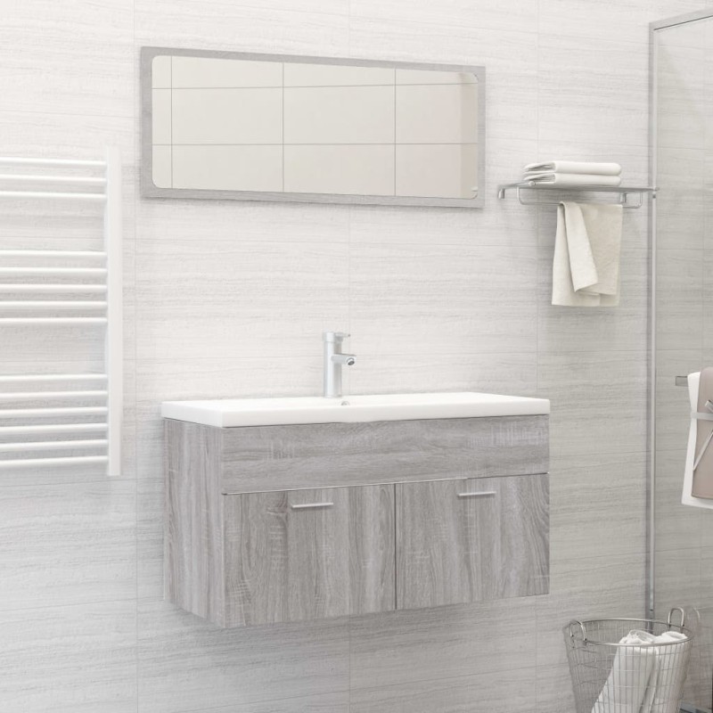 vidaXL Set de muebles de baño 2 pzas madera contrachapada gris sonoma vidaXL Set de muebles de baño 2 pzas madera contrachapada gris sonoma