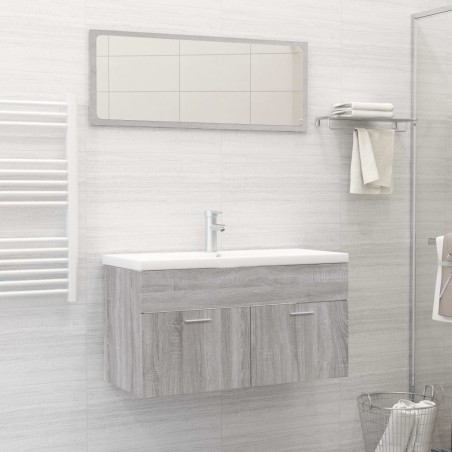 vidaXL Set de muebles de baño 2 pzas madera contrachapada gris sonoma