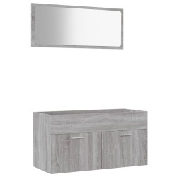 vidaXL Set de muebles de baño 2 pzas madera contrachapada gris sonoma