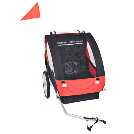 vidaXL Remolque para bicicletas rojo y negro 30 kg