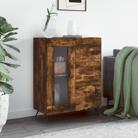 vidaXL Aparador de madera de ingeniería roble ahumado 69,5x34x90 cm