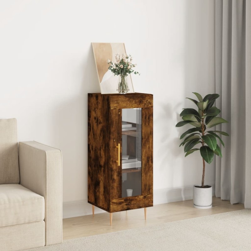 vidaXL Aparador madera de ingeniería roble ahumado 34,5x34x90 cm vidaXL Aparador madera de ingeniería roble ahumado 34,5x34x90 cm