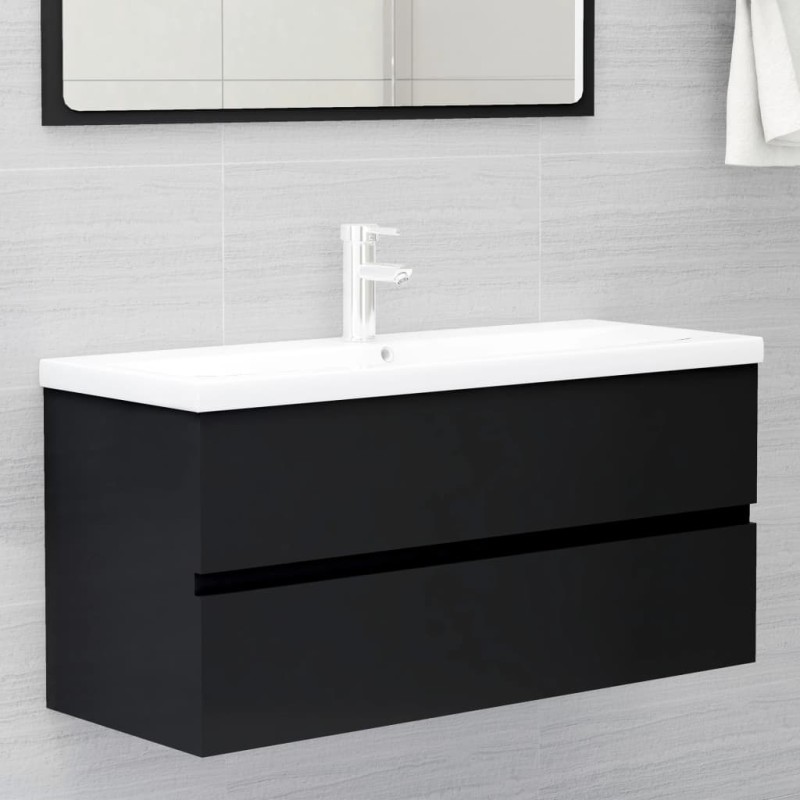 vidaXL Mueble con lavabo madera de ingeniería negro vidaXL Mueble con lavabo madera de ingeniería negro