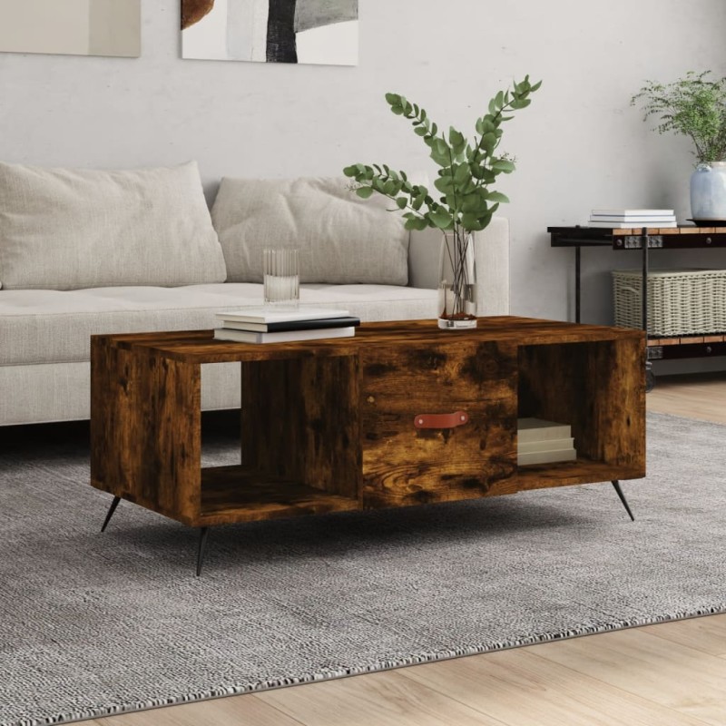 vidaXL Mesa de centro madera contrachapada roble ahumado 102x50x40 cm vidaXL Mesa de centro madera contrachapada roble ahumado 102x50x40 cm