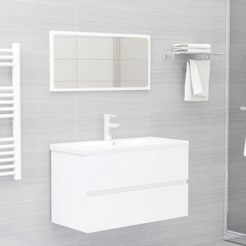vidaXL Juego de muebles de baño madera de ingeniería blanco vidaXL Juego de muebles de baño madera de ingeniería blanco