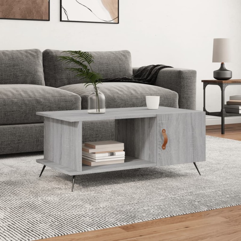 vidaXL Mesa de centro madera contrachapada gris Sonoma 90x50x40 cm vidaXL Mesa de centro madera contrachapada gris Sonoma 90x50x40 cm