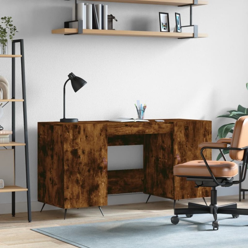 vidaXL Escritorio madera de ingeniería roble ahumado 140x50x75 cm vidaXL Escritorio madera de ingeniería roble ahumado 140x50x75 cm