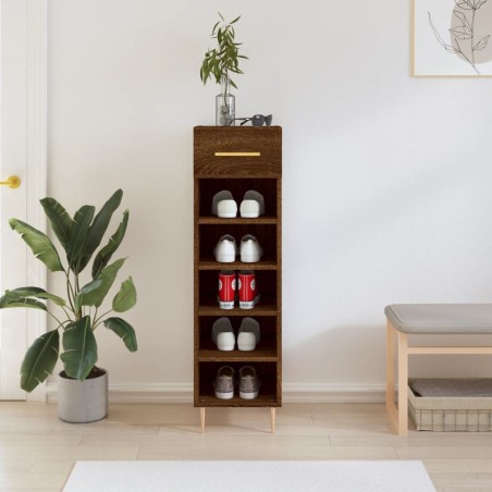 vidaXL Zapatero madera de ingeniería roble marrón 30x35x105 cm