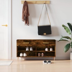 vidaXL Banco zapatero madera de ingeniería roble ahumado 102x35x55 cm