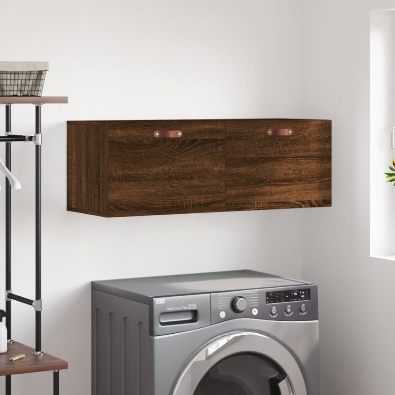 vidaXL Armario de pared madera ingeniería marrón roble 100x36,5x35 cm vidaXL Armario de pared madera ingeniería marrón roble 100x36,5x35 cm