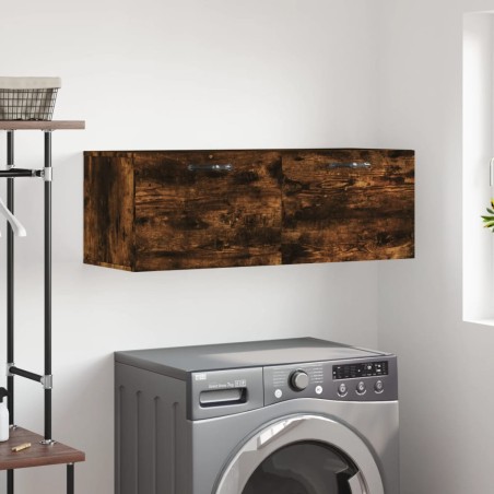 vidaXL Armario de pared madera ingeniería roble ahumado 100x36,5x35 cm