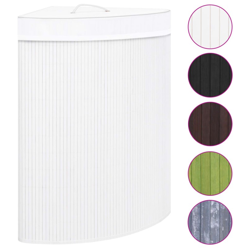 vidaXL Cesto para la ropa sucia de esquina bambú blanco 60 L vidaXL Cesto para la ropa sucia de esquina bambú blanco 60 L