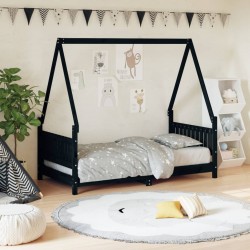 vidaXL Estructura de cama para niños madera de pino negro 80x160 cm